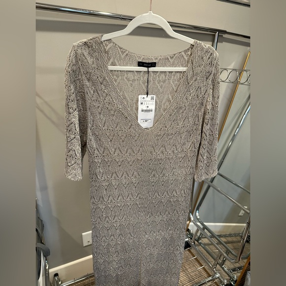Metallic Zara Maxi Dress NWT M - Picture 1 of 3